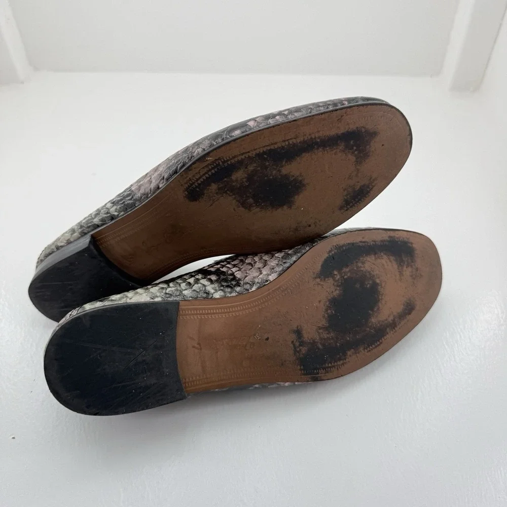 Sam Edelman Lior Wintergreen Snake Print Leather Bit Loafers Women's US Size 7 M